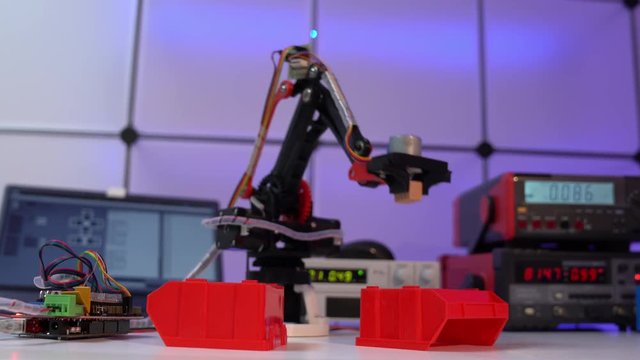 Prototype industrial robot arm in the laboratory of automation