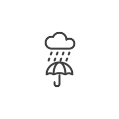 Cloud, Rain Umbrella line icon. linear style sign for mobile concept and web design. Rainy weather season outline vector icon. Symbol, logo illustration. Pixel perfect vector graphics