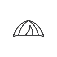 Tent entrance door line icon. linear style sign for mobile concept and web design. Camp tent, shelter outline vector icon. Outdoor symbol, logo illustration. Pixel perfect vector graphics