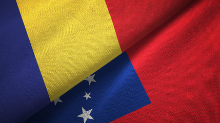 Romania and Samoa two flags textile cloth, fabric texture