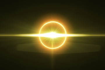 Circle hot flare glowing effect with black background.Color light lens flare. easy to add overlay or screen filter over photos