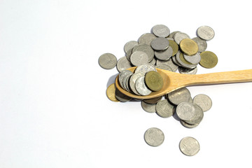 coins on white background