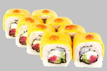 sushi rolls philadelphia cheese with tuna cheese cucumber philadelphia cheddar cheese sweet chili sauce