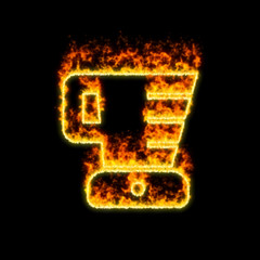 The symbol blender burns in red fire