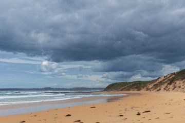 The beach under clouds
