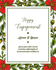 Vector illustration leaf flower frame with letter of happy engagement