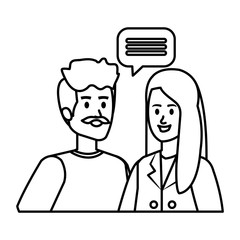 young couple with speech bubble