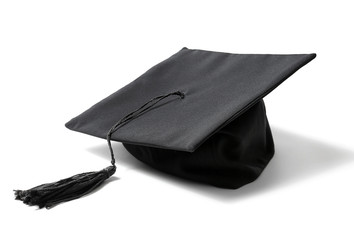 Mortar board on white background