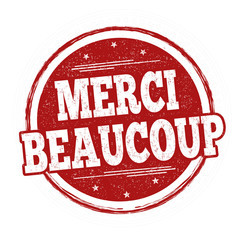 Thank you very much on french language ( Merci beaucoup ) sign or stamp