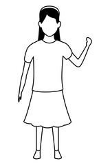 girl avatar cartoon character black and white