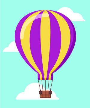 colorful  hot air balloon over blue sky background.