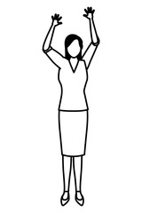 businesswoman avatar cartoon character black and white