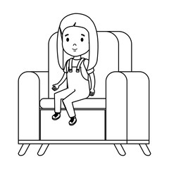 little girl sitting in sofa character