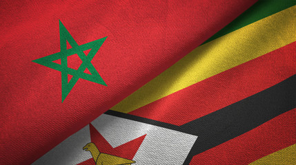 Morocco and Zimbabwe two flags textile cloth, fabric texture