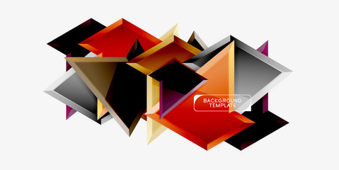 Minimal geometrical triangles with 3d effect abstract background template