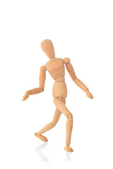 Wooden human being mannequin isolated on white