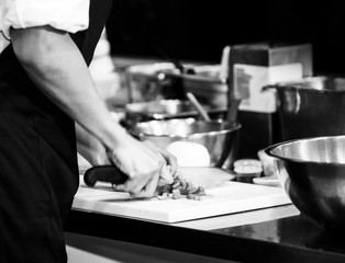Obraz na płótnie Canvas Chef cooking food in the kitchen, Chef preparing food