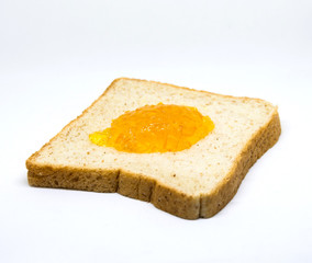 sliced breads with jam Pineapple on a white background