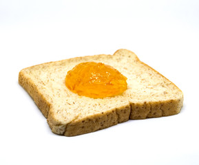 sliced breads with jam Pineapple on a white background