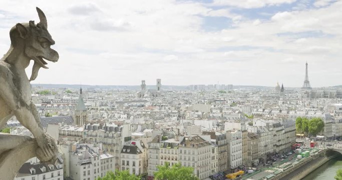 Paris cityscape with Eiffel Tower, view from Notre Dame