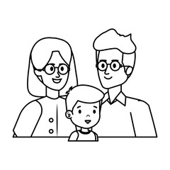 parents couple with son characters