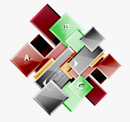 Geometrical design squares abstract banner, glossy shiny effects