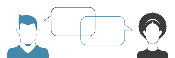 Mann und Frau - Sprechblasen - Kommunikation Banner