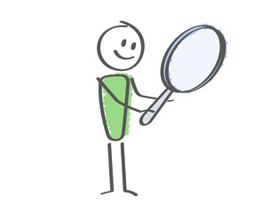 Stick Figure - man with magnifying glass