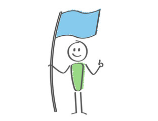 Stick Figure - man with simple flag