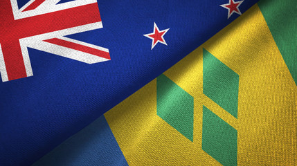 New Zealand and Saint Vincent and the Grenadines two flags textile cloth