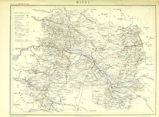 Fototapeta premium Franco-Prussian War. Old map. Engraving image