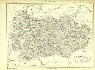 Fototapeta na wymiar Franco-Prussian War. Old map. Engraving image