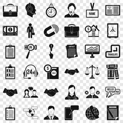 Work discussion icons set. Simple style of 36 work discussion vector icons for web for any design