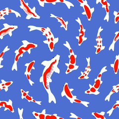 Seamless pattern with koi fish. Perfect for wallpapers, web page backgrounds, surface textures, textile.