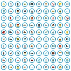 100 tourism icons set in flat style for any design vector illustration