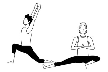 men yoga poses black and white