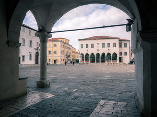 Venezian loggia at main place in Koper Slovenia - obrazy, fototapety, plakaty