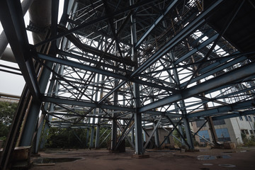 Steel framework at an abandoned factory