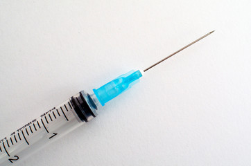 medical syringe on white background