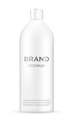 Realistic blanc luxury cosmetic bottle  in white color on white background, mockup,  3D illustration for branding design and ads,  template, beauty and hygiene concept.