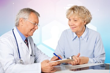 Female senior patient visiting a doctor at the medical office