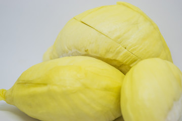 Yellow durian ,king of fruits and tropical fruit isolated on white background