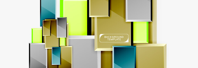 Geometrical design squares abstract banner, glossy shiny effects