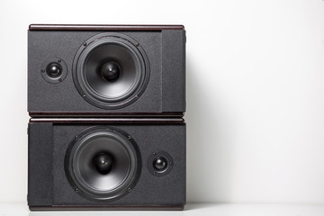 Obraz premium Black music speakers. Speaker range. On white background.