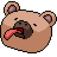 Obraz premium vector pixel art bear head