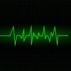 Heart beat cardiogram - green vector illustration - Vector