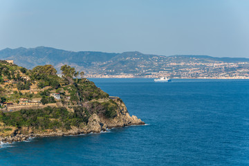 Fototapeta na wymiar View of Sicily from a Southern Mediterranean Coastal Village Southern Italy