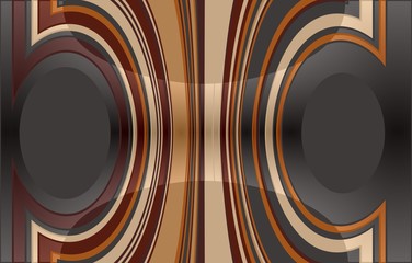 abstract coloured background with two circles on the right and left. in the middle are vertical stripes which are bent to the circles. with light effect.