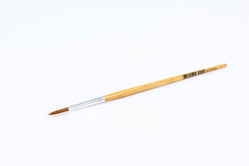 Painting brushes. Drawing tools, paint brushes on white background, copy space, top view