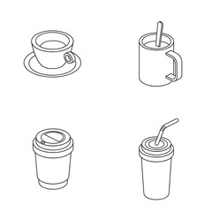 Tea coffee drink 3d vector icon isometric lines color minimalism illustrate